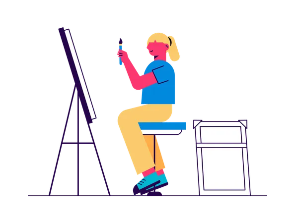 Female painter  Illustration