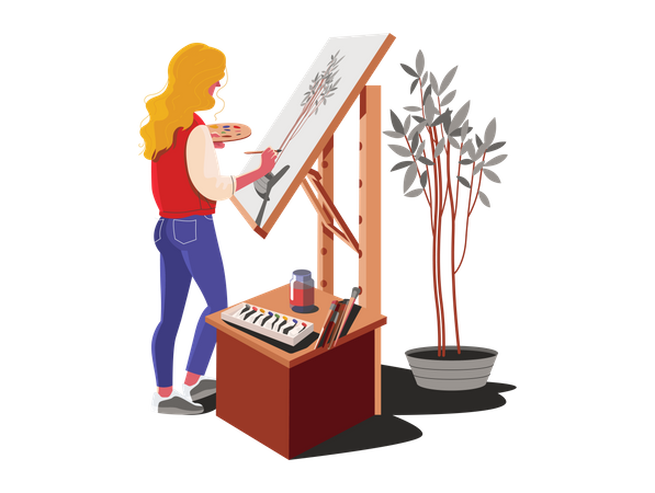 Female painter  イラスト
