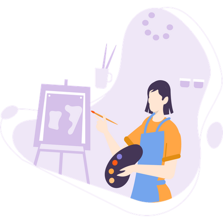 Female painter  イラスト
