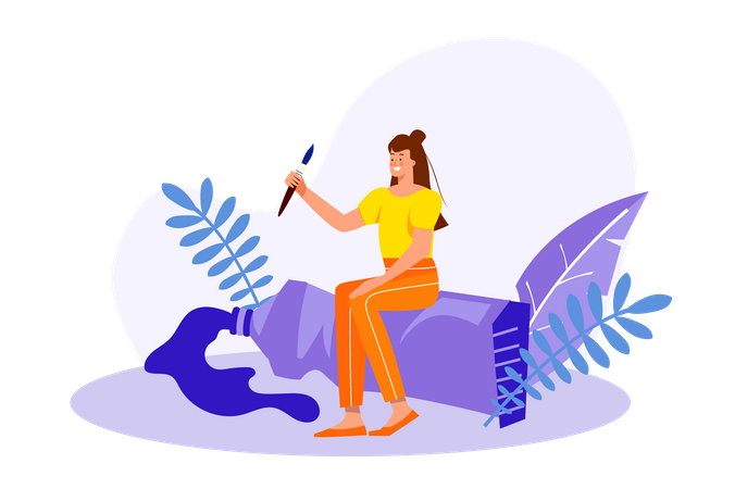Female painter  イラスト