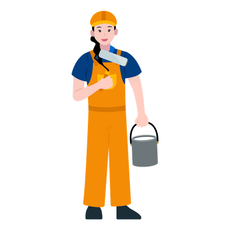 Female painter  イラスト