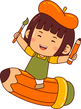 Female painter  イラスト