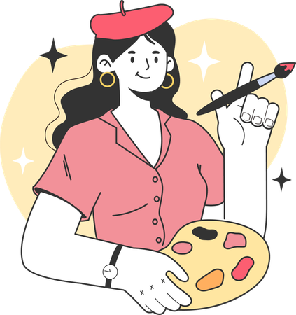 Female painter  イラスト