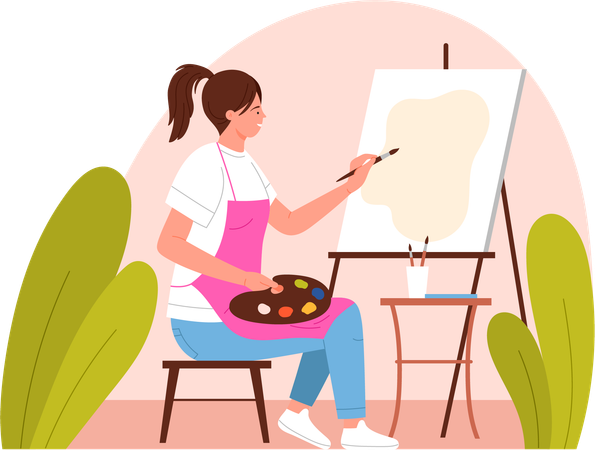 Female painter  イラスト