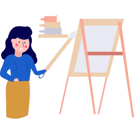 The Girl Is Painting On The Board Illustration