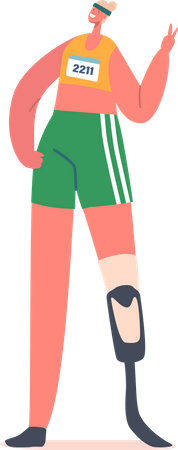 Female Paralympics champion with leg prothesis  Illustration