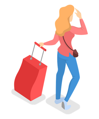 Female passenger with luggage Illustration