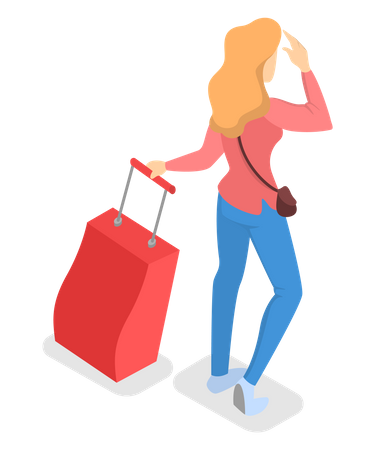 Female passenger with luggage  Illustration