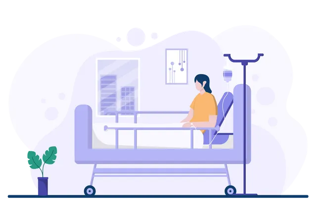 Female Patient Admitted in hospital  Illustration