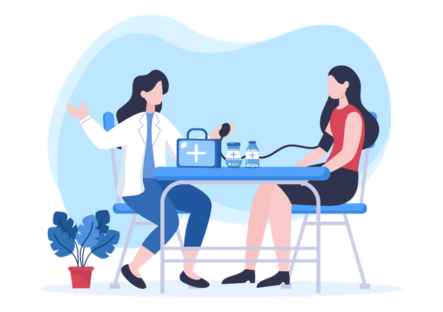 Female Patient visiting doctor for checkup  Illustration