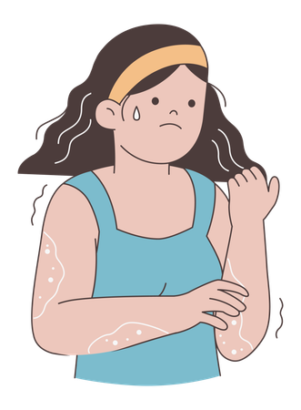 かゆみのある皮膚の女性患者  イラスト