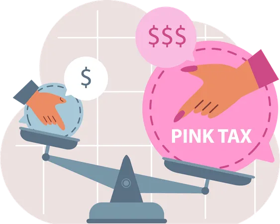 Female paying pink tax  Illustration