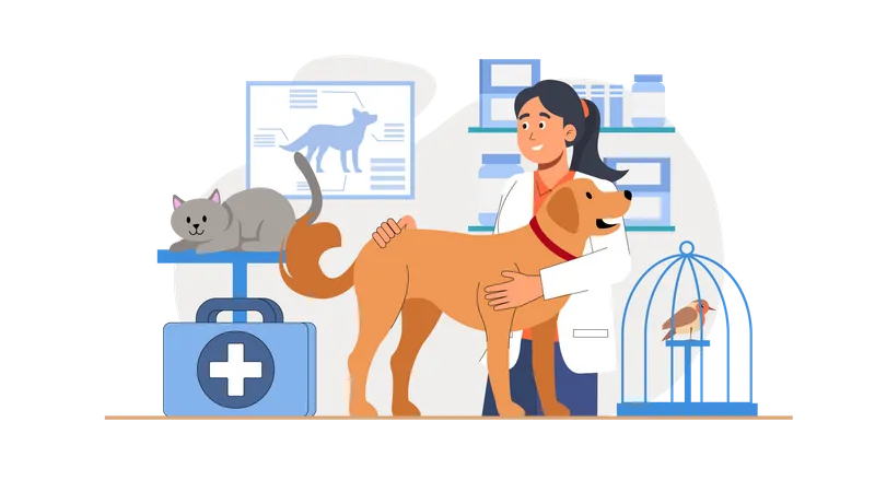 Female Pet Doctor  Illustration