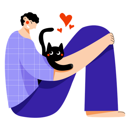 Female Pet Lover Illustration
