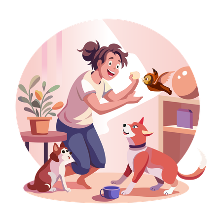 Female pet lover  Illustration