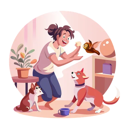 Female pet lover  Illustration