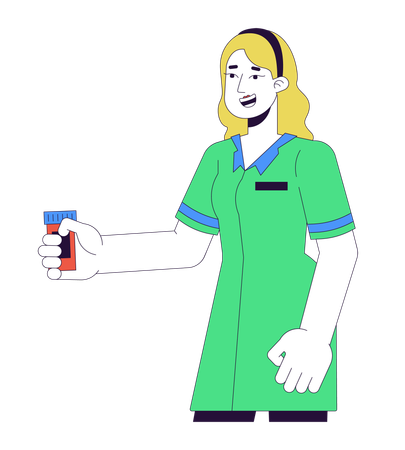 Female pharmacist holding pills bottle  Illustration