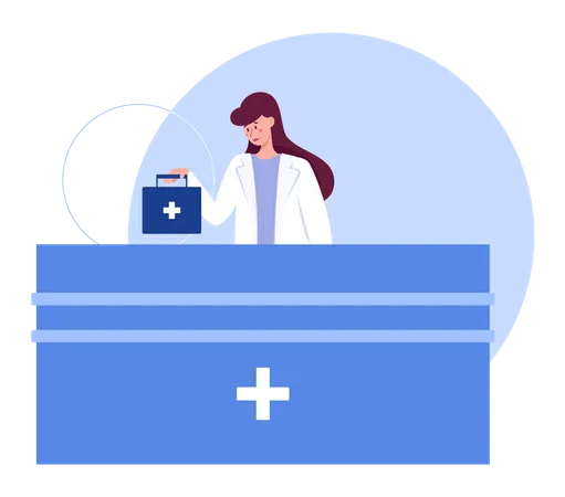 Female pharmacy receptionist  Illustration