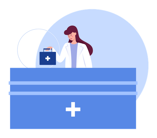 Female pharmacy receptionist  Illustration