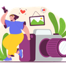 camerawoman making picture illustration svg
