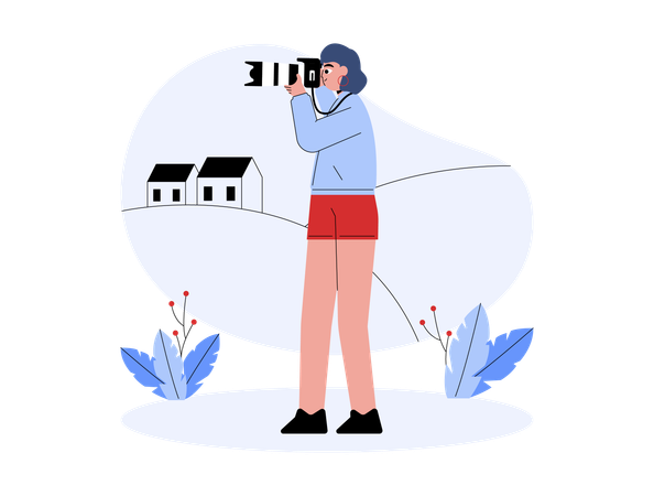 Female Photographer holding camera  Illustration