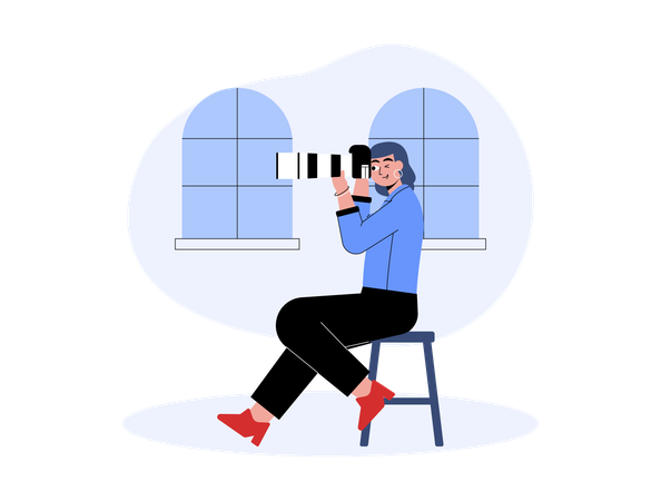 Female Photographer holding camera  Illustration