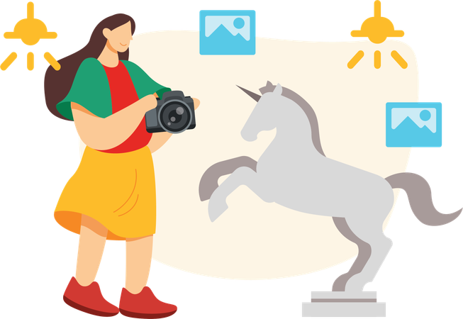 Female Photographer holding camera  Illustration