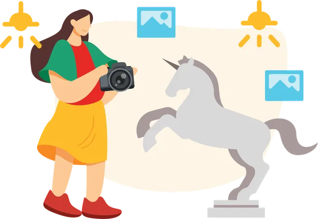 Female Photographer holding camera  Illustration