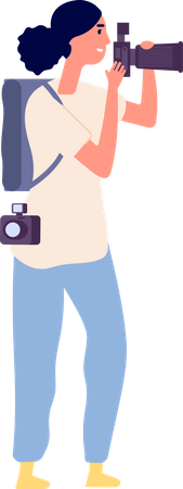 Female Photographer Taking Photo Illustration