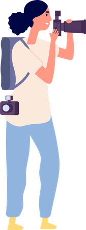 Female Photographer Taking Photo  Illustration