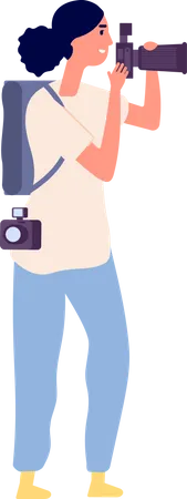 Female Photographer Taking Photo  Illustration