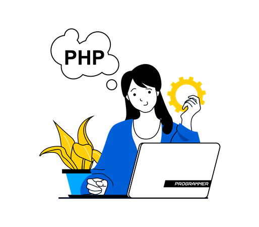 Female PHP developer  Illustration