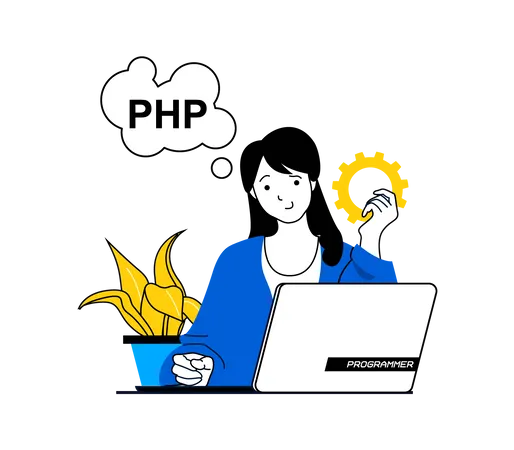Female PHP developer  Illustration