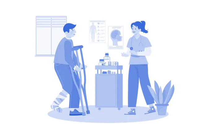 A Physical Therapist Helps Patients Recover Surgery Illustration