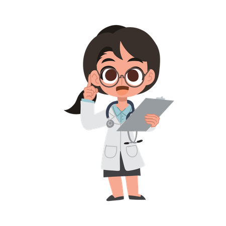 Female physician doctor character holding patient file  Illustration