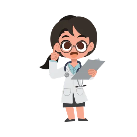 Female physician doctor character holding patient file  Illustration