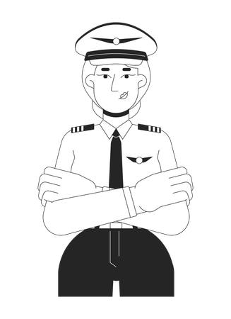 Female pilot standing in uniform  Illustration