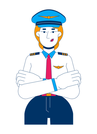 Female pilot standing in uniform  Illustration