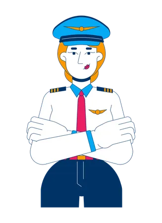 Female pilot standing in uniform  Illustration