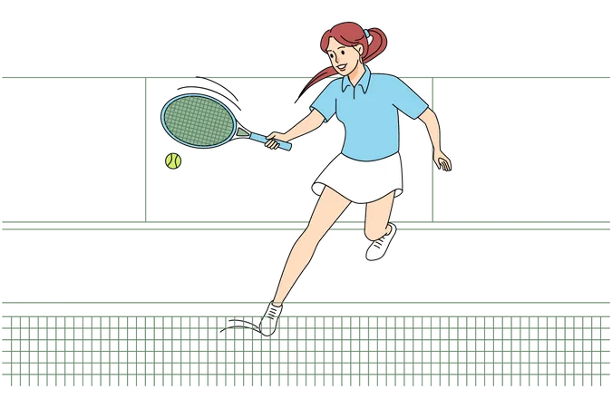 Female player playing tennis  Illustration