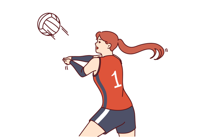 Female player playing volley ball  Illustration