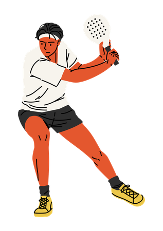 Female Player Returning Shot with Focused Stance  Illustration