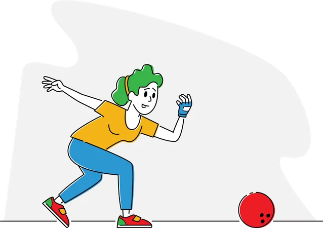 Female Playing Bowling  Illustration