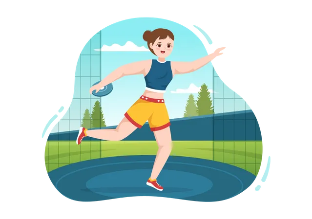 Female playing Discus Throw Illustration