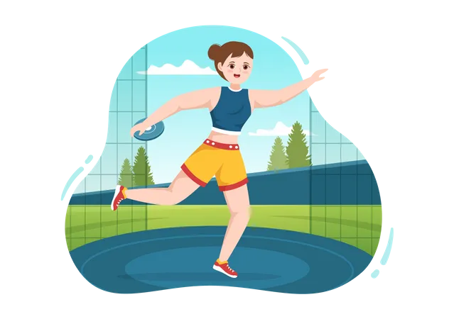 Female playing Discus Throw  Illustration