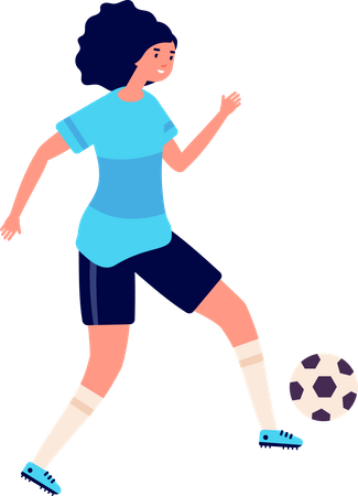 Female Playing Football  Illustration
