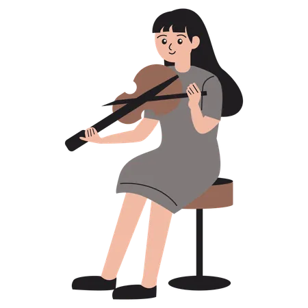 Female playing guitar  Illustration