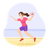 free female playing handball illustrations