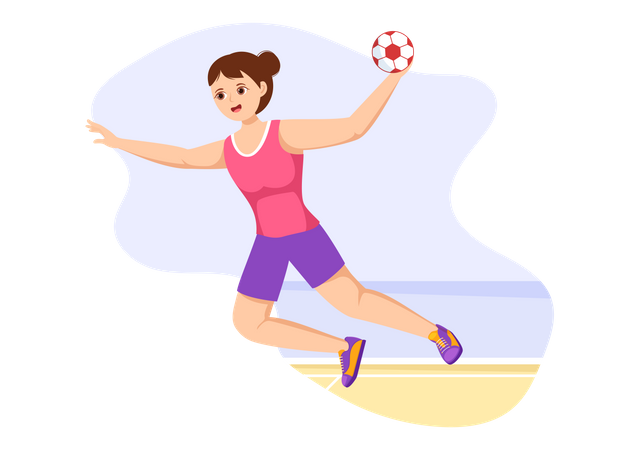 Female Playing Handball  Illustration