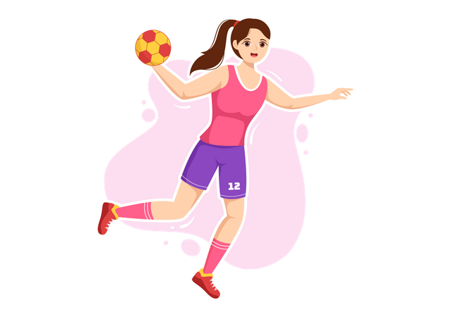 Female Playing Handball  Illustration